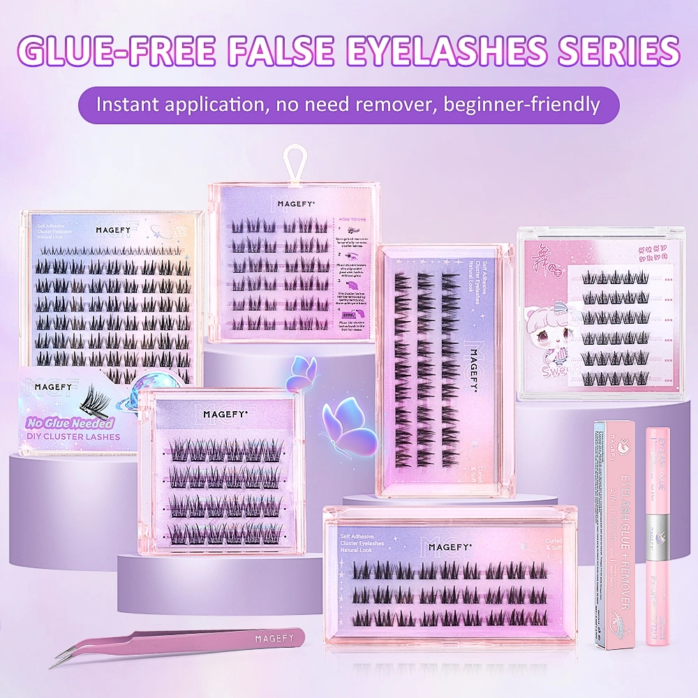 [Tanpa Lem Series] Bulu Mata Palsu Sunflower Tanpa Lem Ringan Kualitas Tinggi Reusable Natural Eyelash Extention Trilogi Gaya Komik Korean Look Waterproof Portable