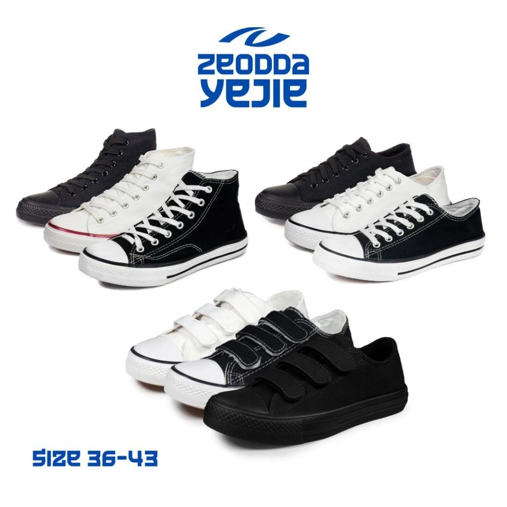 Zeodda "Free Box" Yejie Sepatu Bertali Anti Slip Shoes Kanvas Polos Wanita Gaya Kekinian 1012