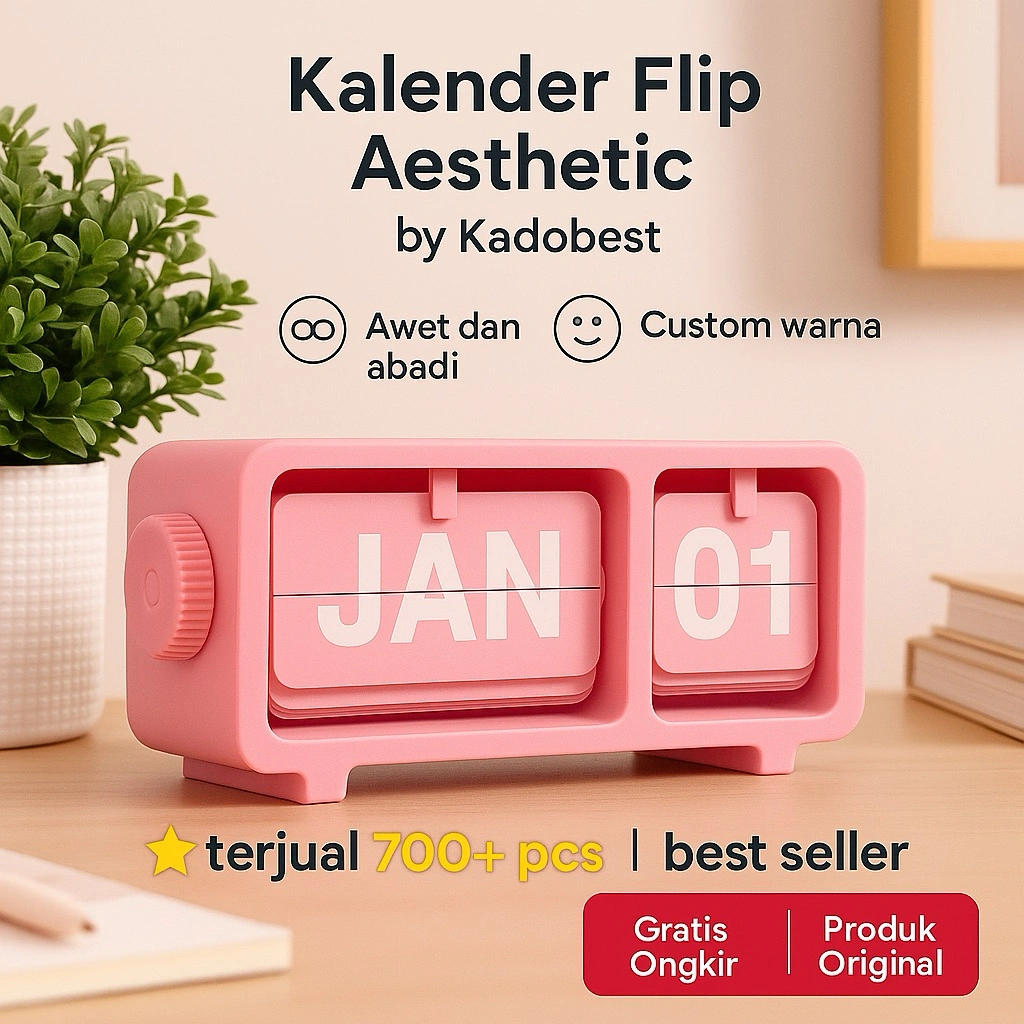 Kadobest Kalender Flip Meja Unik Aesthetic |  kalender 2026 printilan ruang tamu ruang kantor kafe kasir desktop hadiah