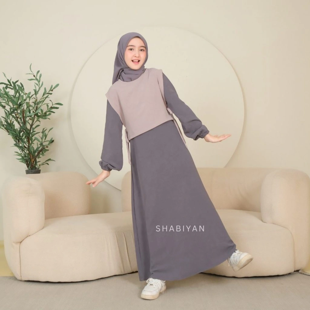 SHABIYAN-436 Gamis Anak Perempuan Tanggung SD SMP 7-13 Tahun Couple Ibu dan Anak