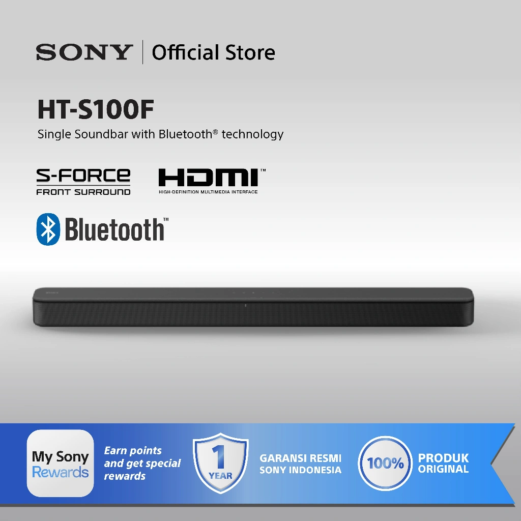 Sony Home Theater Hometheater HT-S100F Soundbar Tunggal 2ch Bluetooth - Black Original