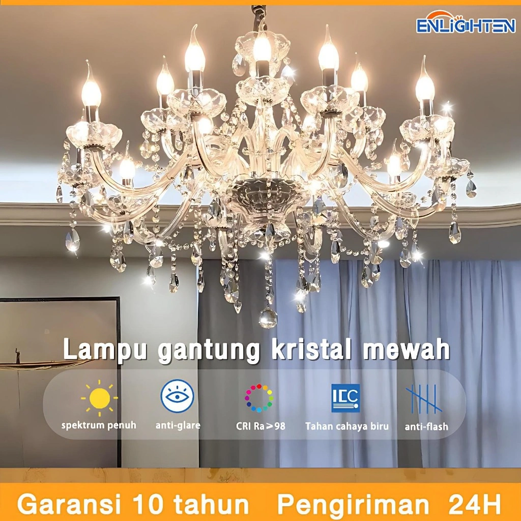 Garansi 10 Tahun  Lampu Gantung Kristal Lampu Hias Gantung Bohlam Termasuk Bohlam Lampu Gantung Dekorasi lampu gantung LED