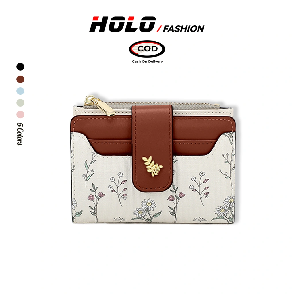 HOLO Dompet Lipat Wanita Aesthetic Korea lmport Dompet Tipis Dompet Kulit Mini Card Holder Cewek