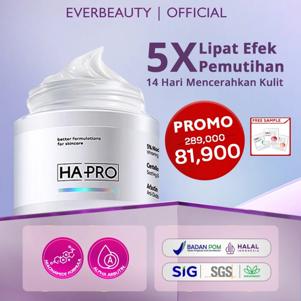 [EVERBEAUTY] HA PRO Moisturizer Cream Glowing Day & Night Niacinamide & Alpha Arbutin Whitening 30gr Hyaluronic Acid Hydrating Brightening Moisturizer Gel Soothing Calming Pelembab Wajah Krim Pencerah Wajah