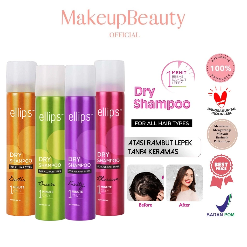 ELLIPS Dry Shampoo Bloosom | Fruity | Breeze | Exotic For All Hair 200ml / 50ml