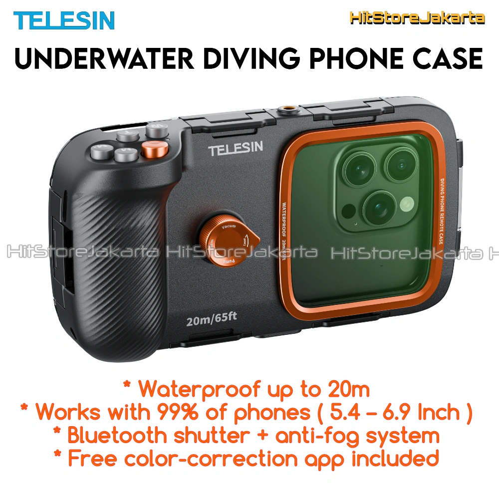 Telesin Waterproof Diving Case for Smartphone Remote Waterproof Dive Case Casing Anti Air Handphone IOS Android