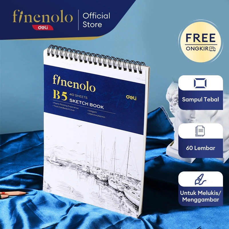 Finenolo Sketch Book / Buku Gambar Sketsa A4 160GSM 60 Lembar EC27X