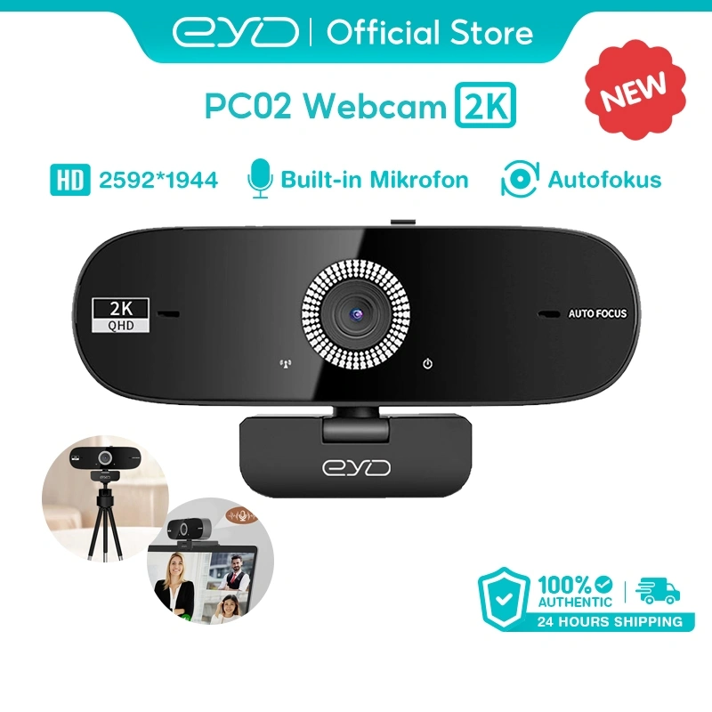 EYD HD 2k PC Webcam Laptop USB Camera with 360° Degree Rotation and Microphone Autofocus Live Webcam Conference Camera PC02