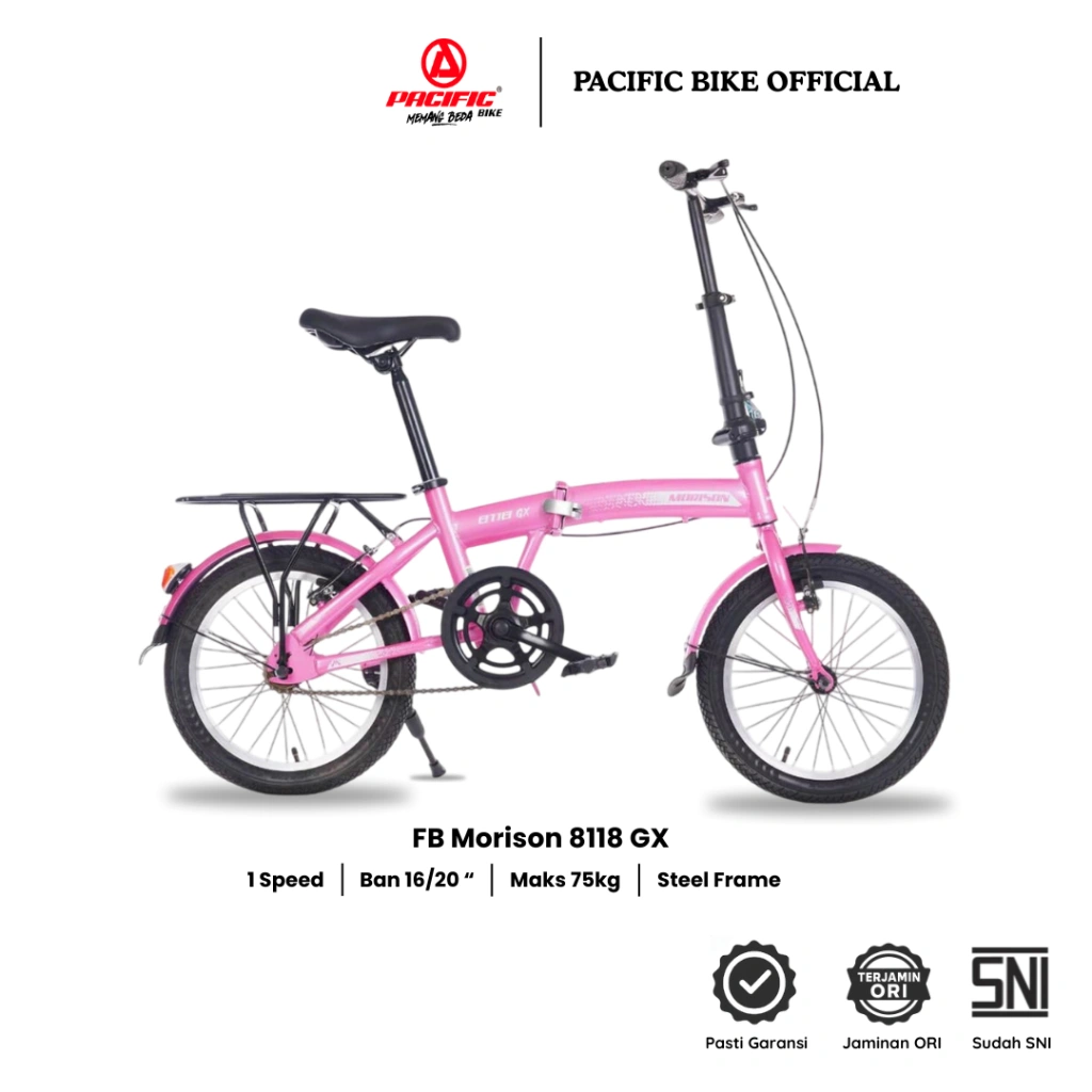 Pacific Bike Sepeda Lipat Dewasa dan Remaja Morison 8118 GX Ukuran Ban 16 dan 20