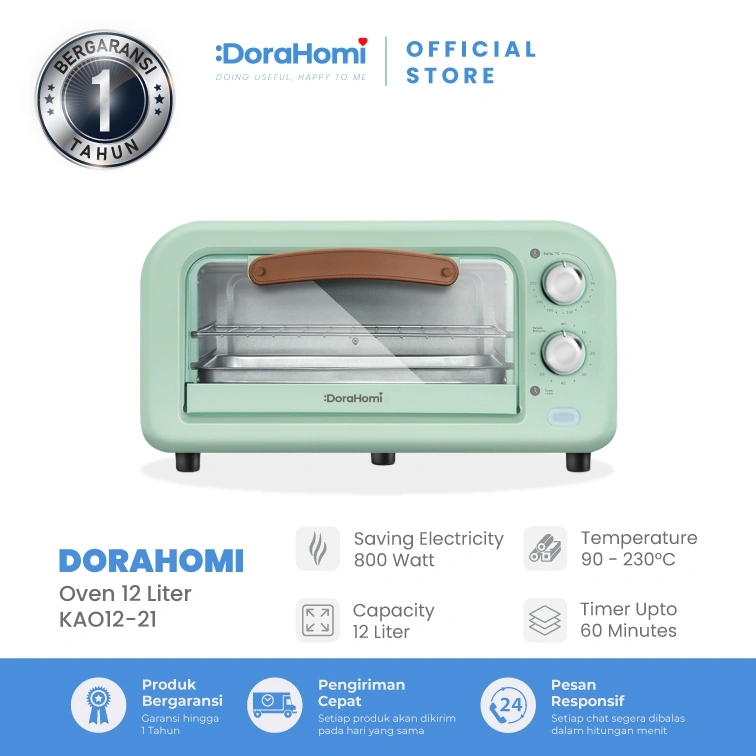 DoraHomi Oven Listrik Low Watt Electric Open Pemanggang Kue alat panggang Serbaguna 12 Liter 800 W