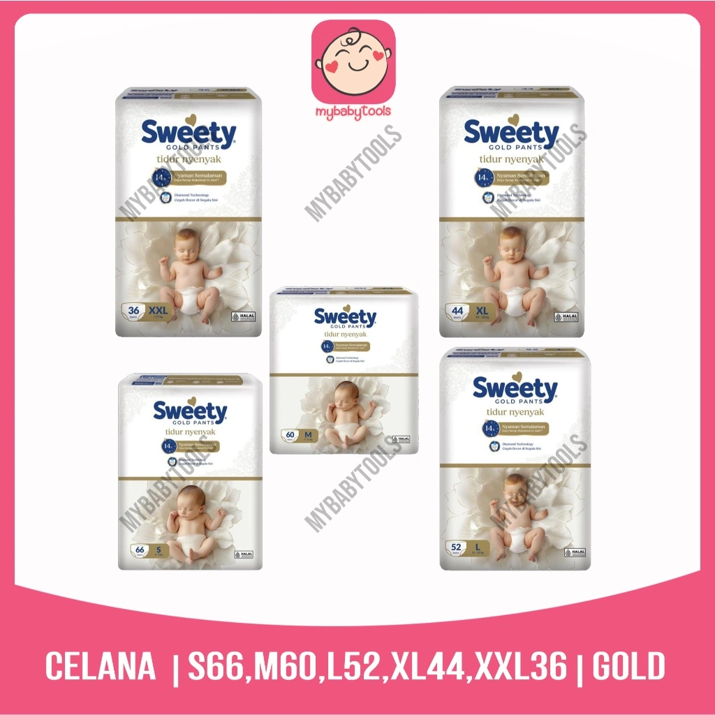 SWEETY GOLD PANTS S66 M60 L52 XL44 XXL36 POPOK CELANA BAYI ANAK