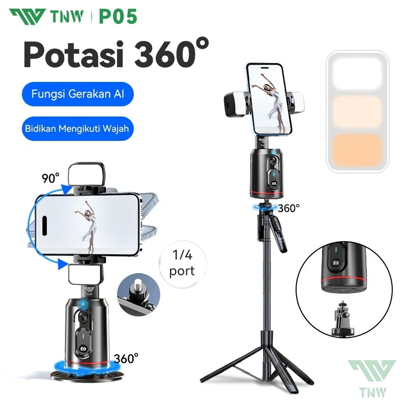 TNW P05 Face Tracking Tripod Bluetooth Gimbal Stabilizer Tripod 360°Rotation Tripod Tracking Gimbal Stabilizer Handphone Bluetooth Remote Selfie Stick