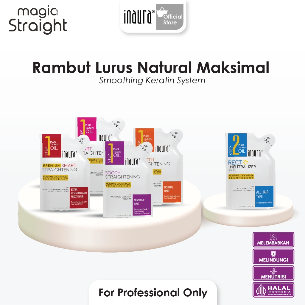 Inaura Magia Straight Smoothing Keratin System (Premium Smart, Smart, Smooth, Sooth) Step 1&2 130ML