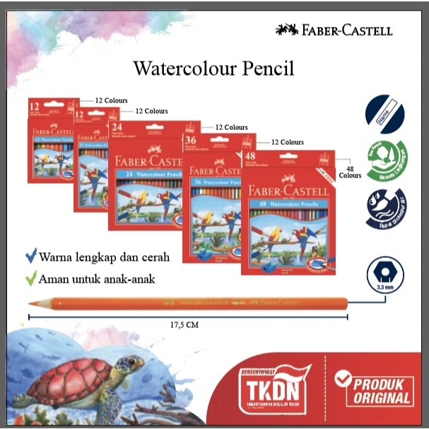 Faber-Castell Pensil Warna Cat Air Watercolour Pencils Free Kuas