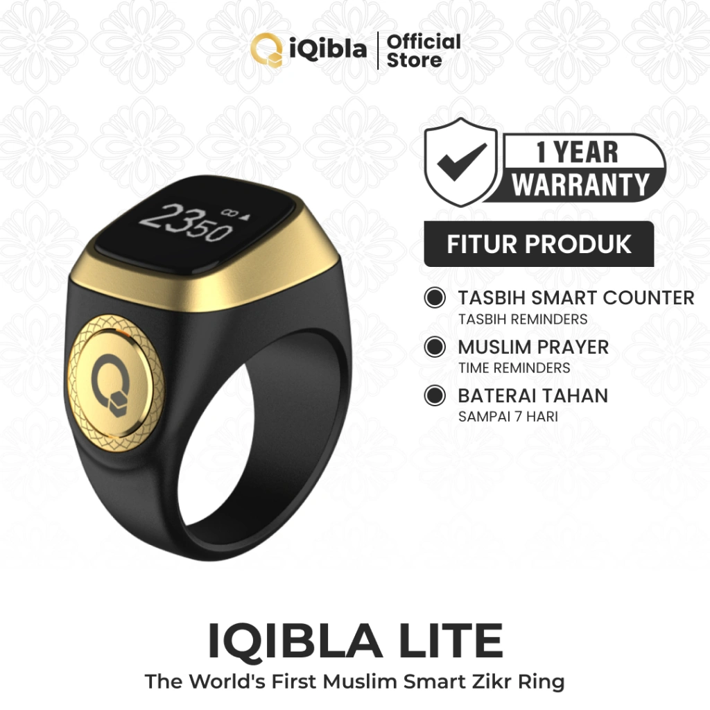 iQibla Zikr Ring Lite E01 Smart Tasbih Digital Hitung Zikir Harian Muslim Modern Baterai Tahan Lama Cincin Zikir