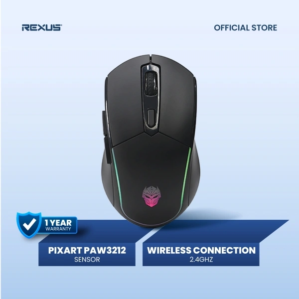 [Exclusive Shopee] Rexus SH10 Mouse Gaming Wireless Rechargeable Baterai RGB