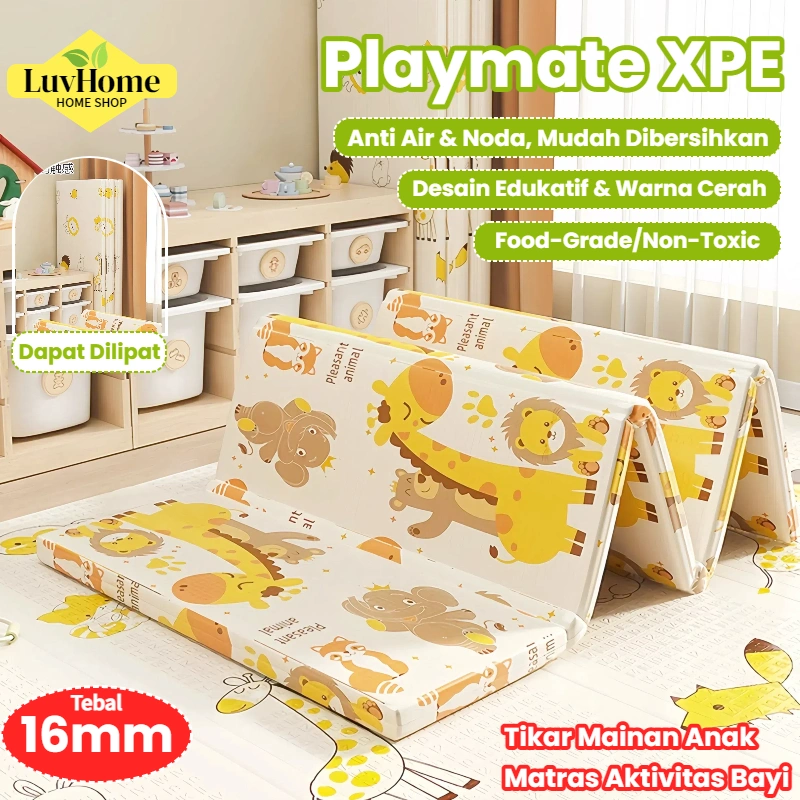 LuvHome SNI Playmat Bayi 180X200 Tebal 8MM XPE Karpet Lipat Anak Matras Anak Termurah Playmate Ekonomis Karpet Lipat 90*200 120*180 Playmate Bayi Kado Lahiran Anak Didibear Speeds