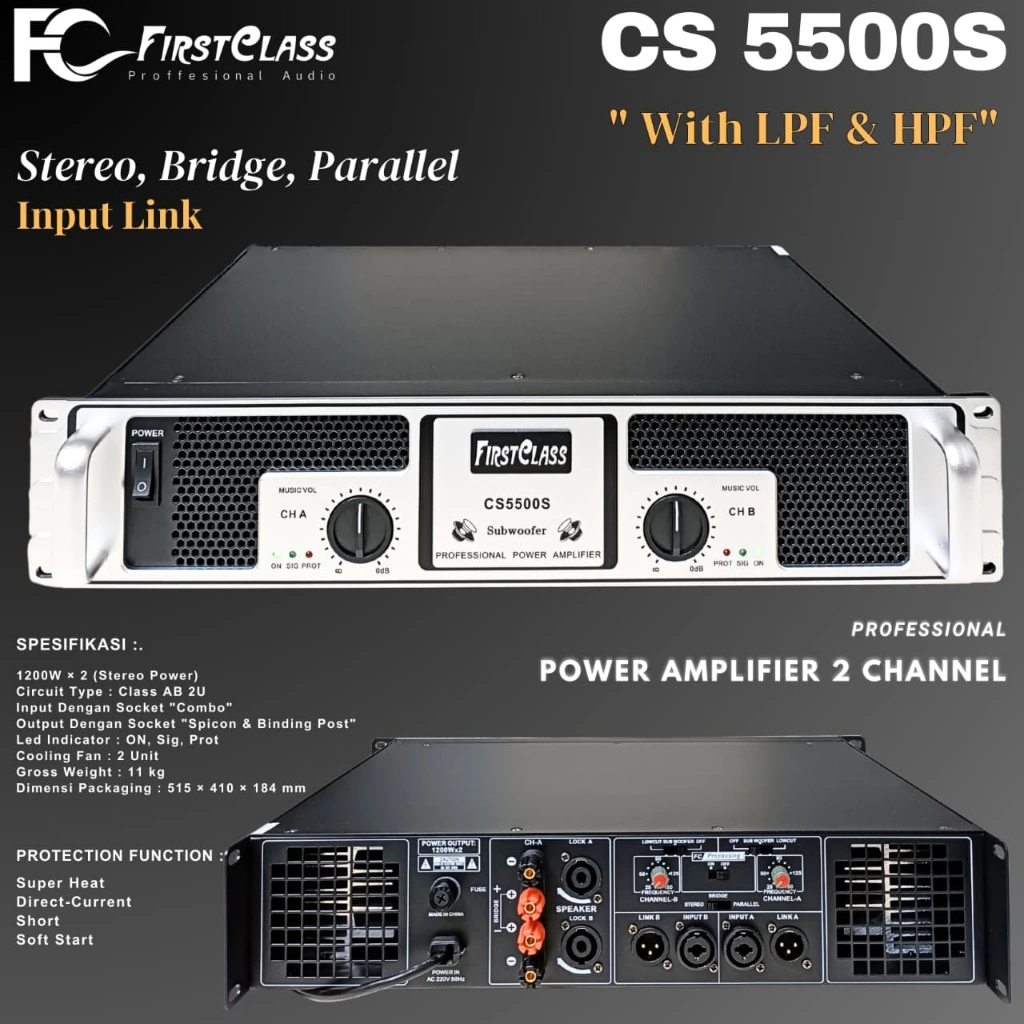READY Power FirstClass Power Besar CS 4000 / CS 5500 S | Power Amplifier CS 5500s dengan Crossover Class AB NEW MODEL