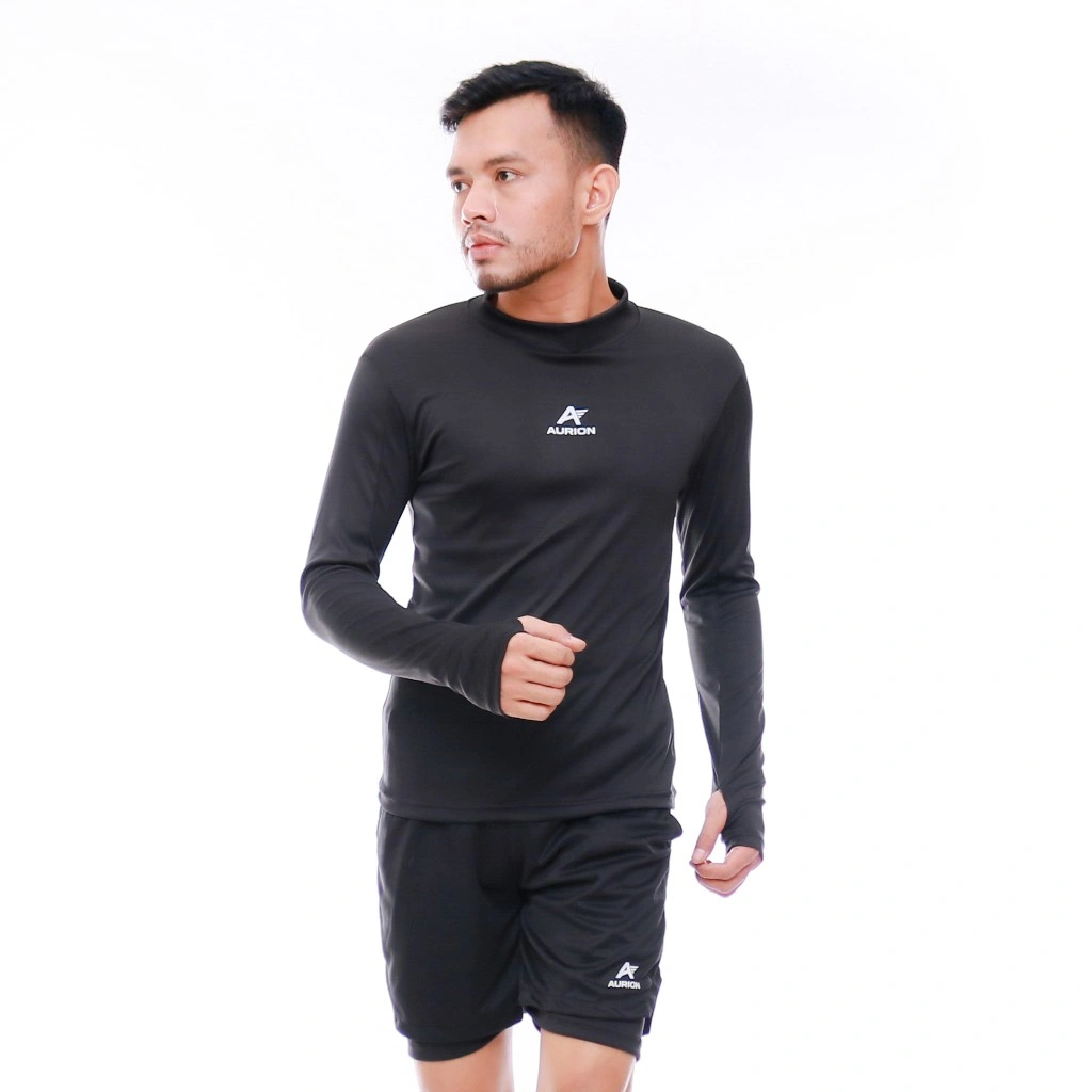AURION Baselayer Lengan Panjang Manset Pria Atasan Olahraga Sepakbola Futsal Lari Gym