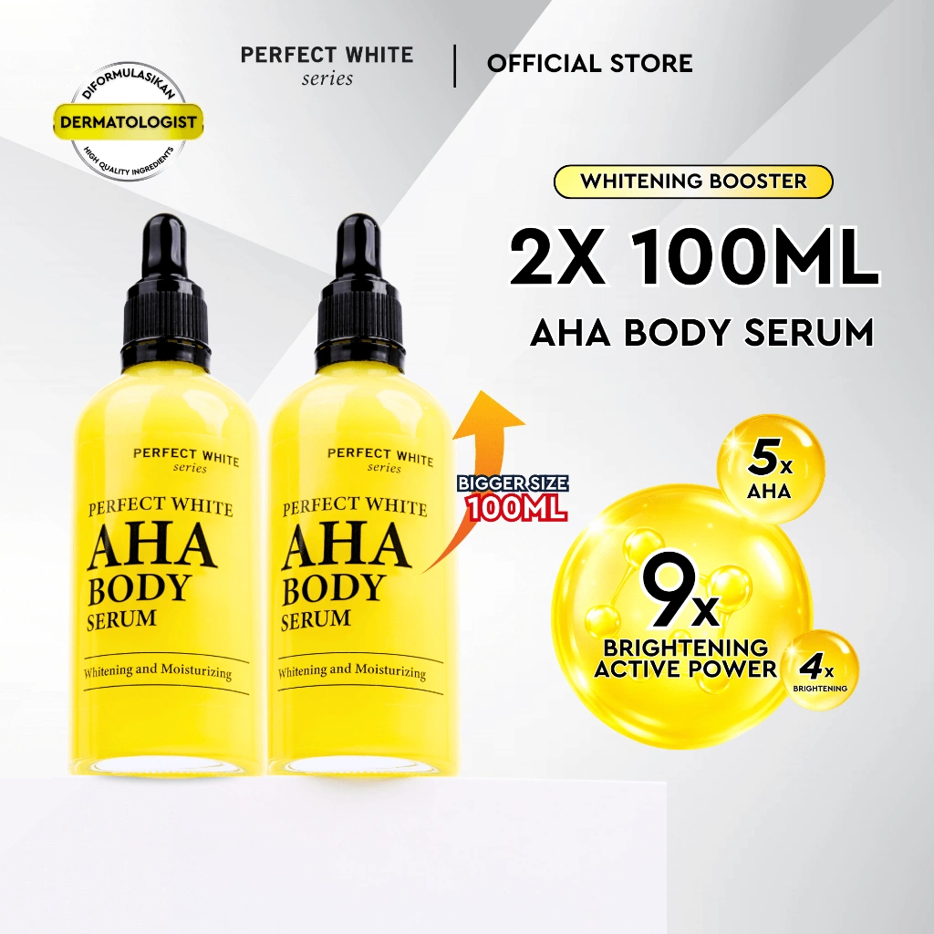 [2pcs] [100ml] PERFECT WHITE AHA Body Serum Whitening & Moisturizing | Memutihkan Badan