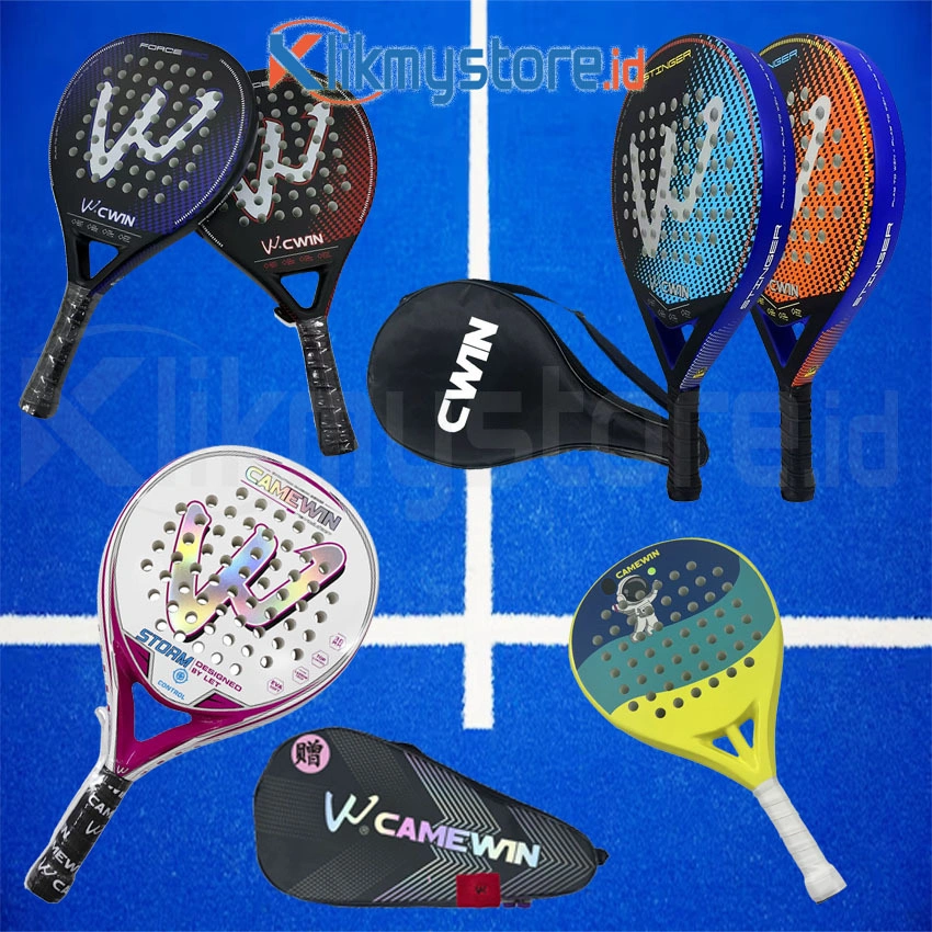 Camewin Padel Racket Tenis Soft EVA Carbon Tennis Raket Paddle Dewasa Anak Racquet Racket Padle Carbon Free Tas Bag Cover