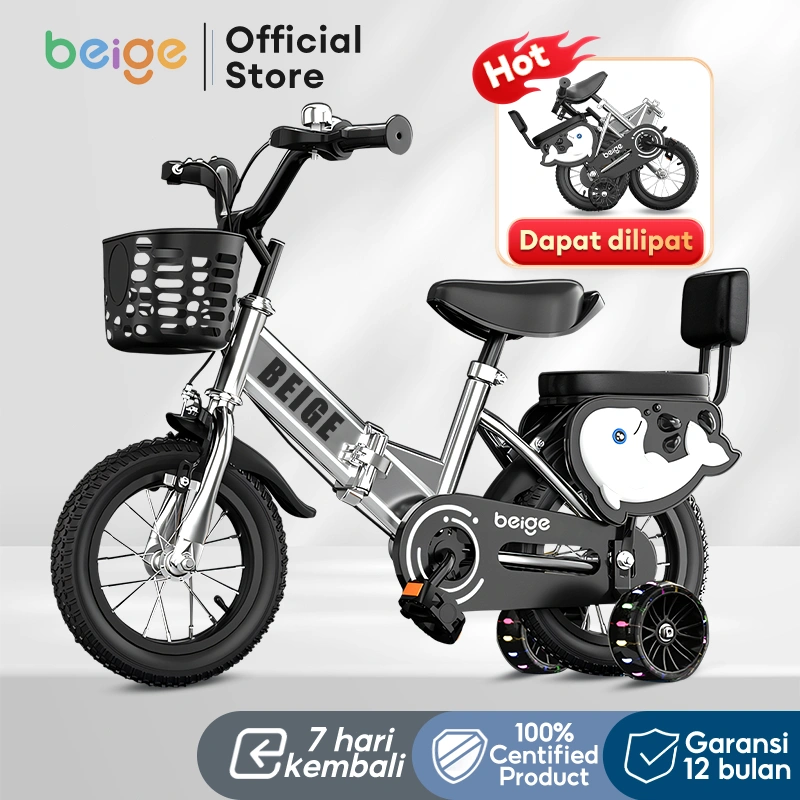 BEIGE Sepeda Anak/Sepeda Lipat/12&14&16/Dengan roda bantu usia 2-8 tahun