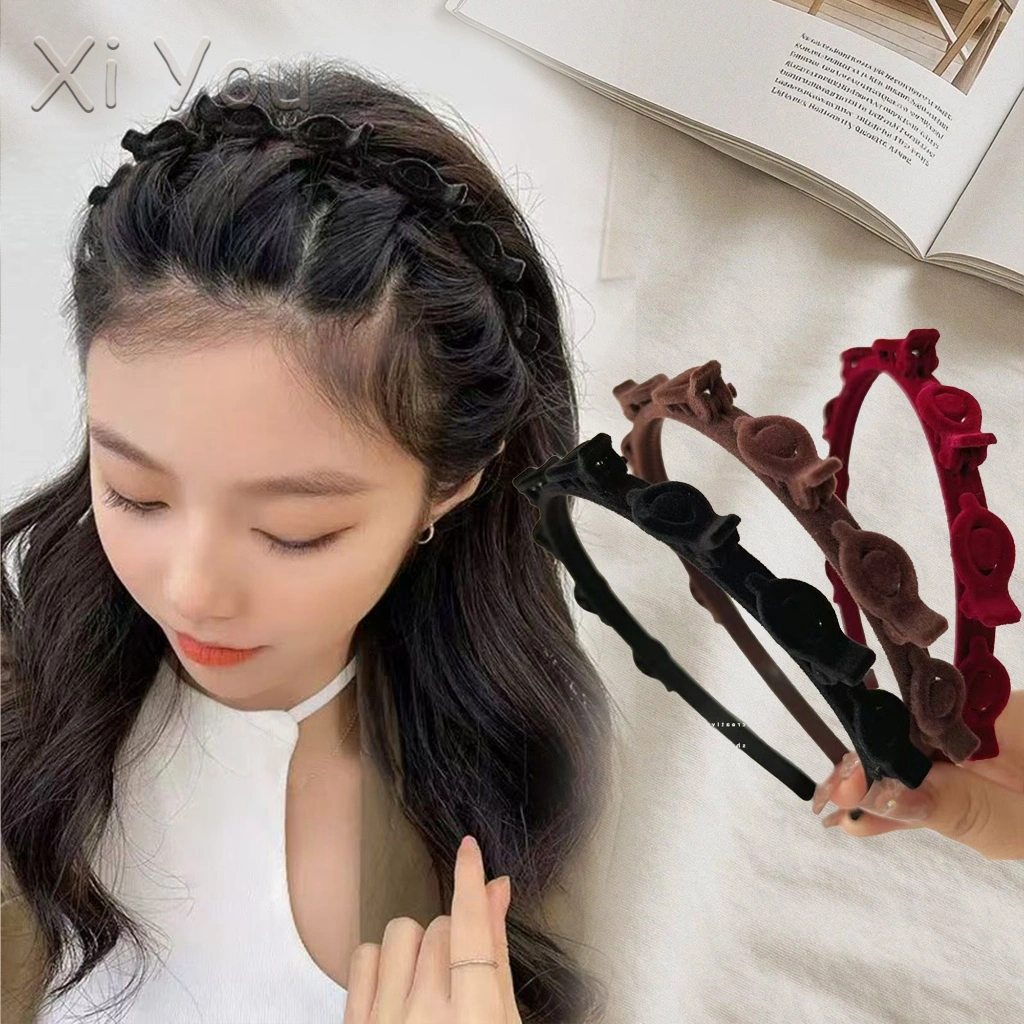 Bando Rambut 2in1 Jepit Beludru Premium Aksesoris Fashion Wanita Korea