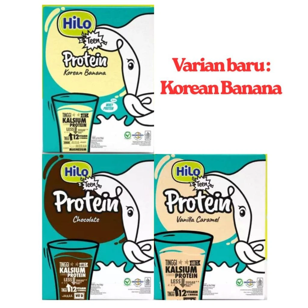 HiLo Teen Coklat Chocolate / Vanilla Caramel / Korean Banana 1000g 1kg - Susu Tinggi Kalsium Protein Lebih Rendah Gula untuk Remaja