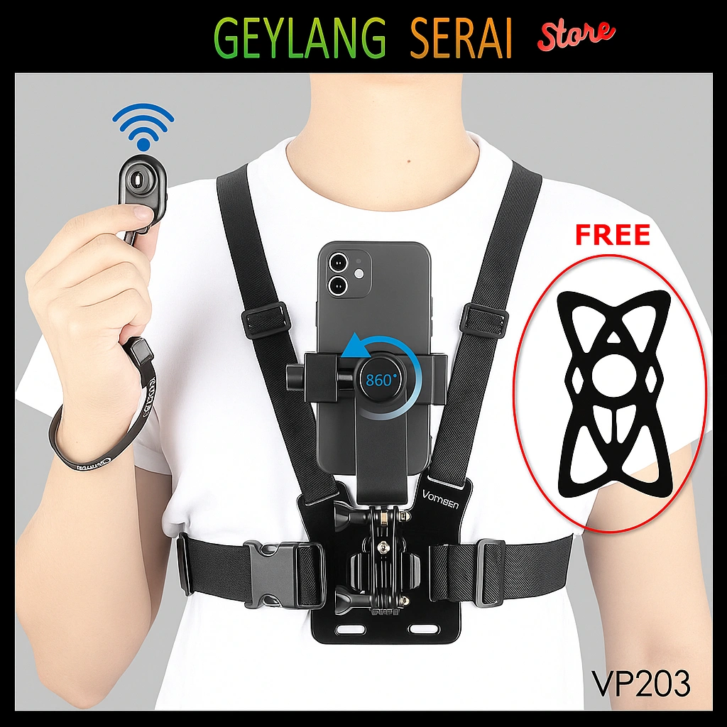 Set Chest Mount Harnest Strap Body Belt For Motovlog & Fishing Vlog Youtubers