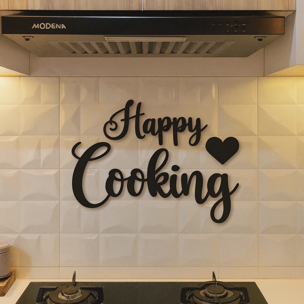 Kreasikayukuu Hiasan Dinding Dapur Happy Cooking Walldecor Rumah Estetik Bahan Plywood 5mm