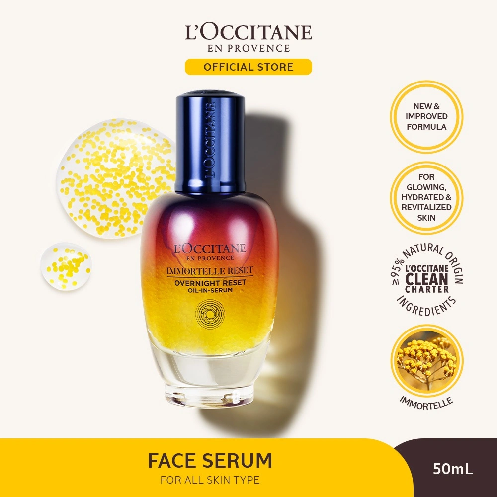 L'Occitane Immortelle Reset Oil-in-Serum 50ml - Serum Wajah / Face Serum / Skin Booster Kulit Wajah Tampak Segar, Lebih Muda & Bercahaya