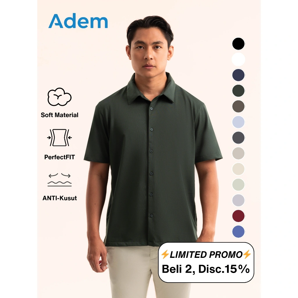 KLOTIFAI - Adem SS Moss - Kemeja Lengan Pendek Pria