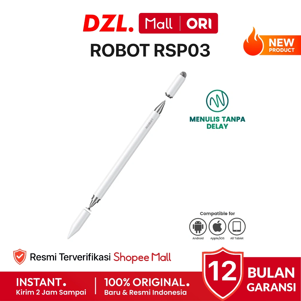 DZL - ROBOT RSP03 Stylus Pen Smart Pencil Universal 3 in 1 Apple iPad & Tablet Android Tab Pad Ori