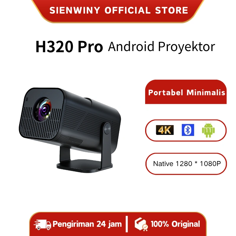 SIENWINY  HY320 Pro/mini  Proyektor Android 11.0 Bluetooth5.0  Proyektor 200 ANSI Lumens  Portabel Minimalis 4k Full HD  AMX500