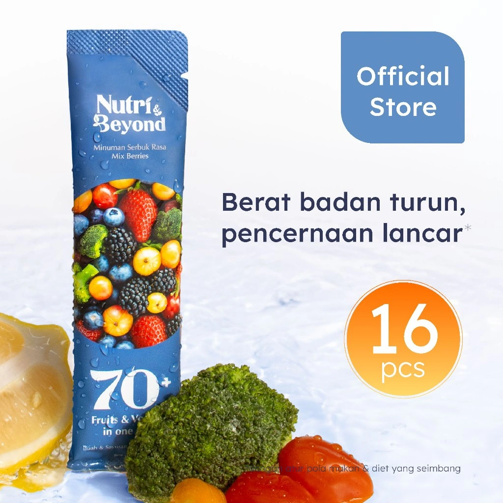 Nutri & Beyond Fiber Drink dengan Buah dan Sayur Rasa Mixberry 1 Box isi 16 Sachet