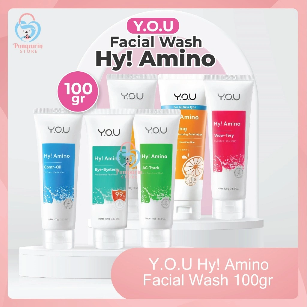 YOU Facial Wash - Hy! Amino AC Ttack, Wow Tery, Contr Oil, Glo Win / Low PH Cleansing Mousse 150ml ( Sabun Pembersih Wajah )