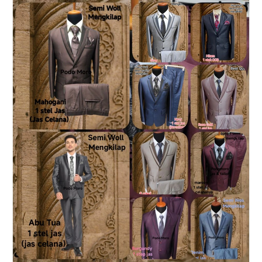1 stel Jas JOMBO XXL XXXL XXXXL XXXXXL jas pria ukuran besar ukuran jombo pria fotmal bahan semi wol kilap jas wedding js wisuda jas almamater