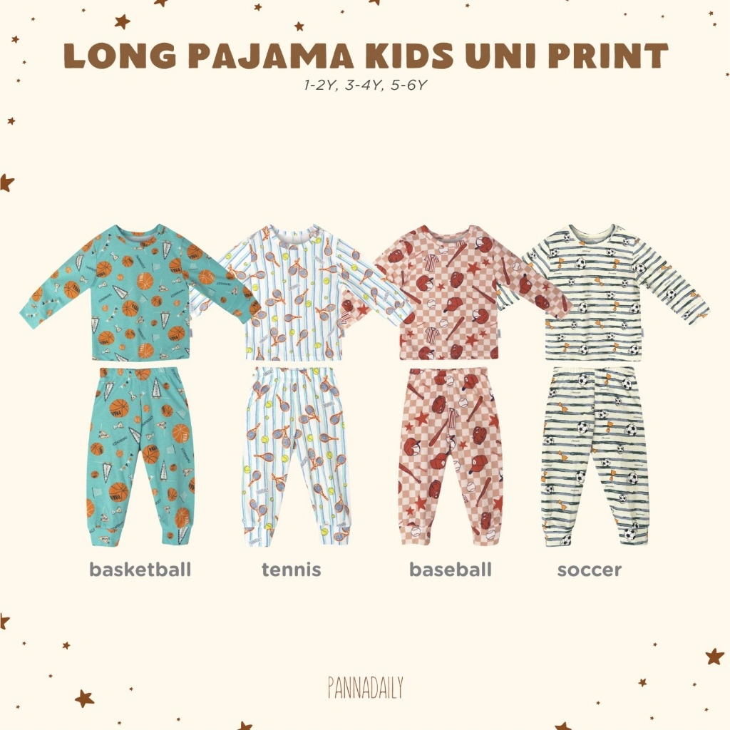 BOHOPANNA - PANNADAILY - PANNA DAILY - BABY & BAYI - LONG PAJAMA KIDS UNI PRINT SPORTS - Pajama Anak - Baju Tidur Anak