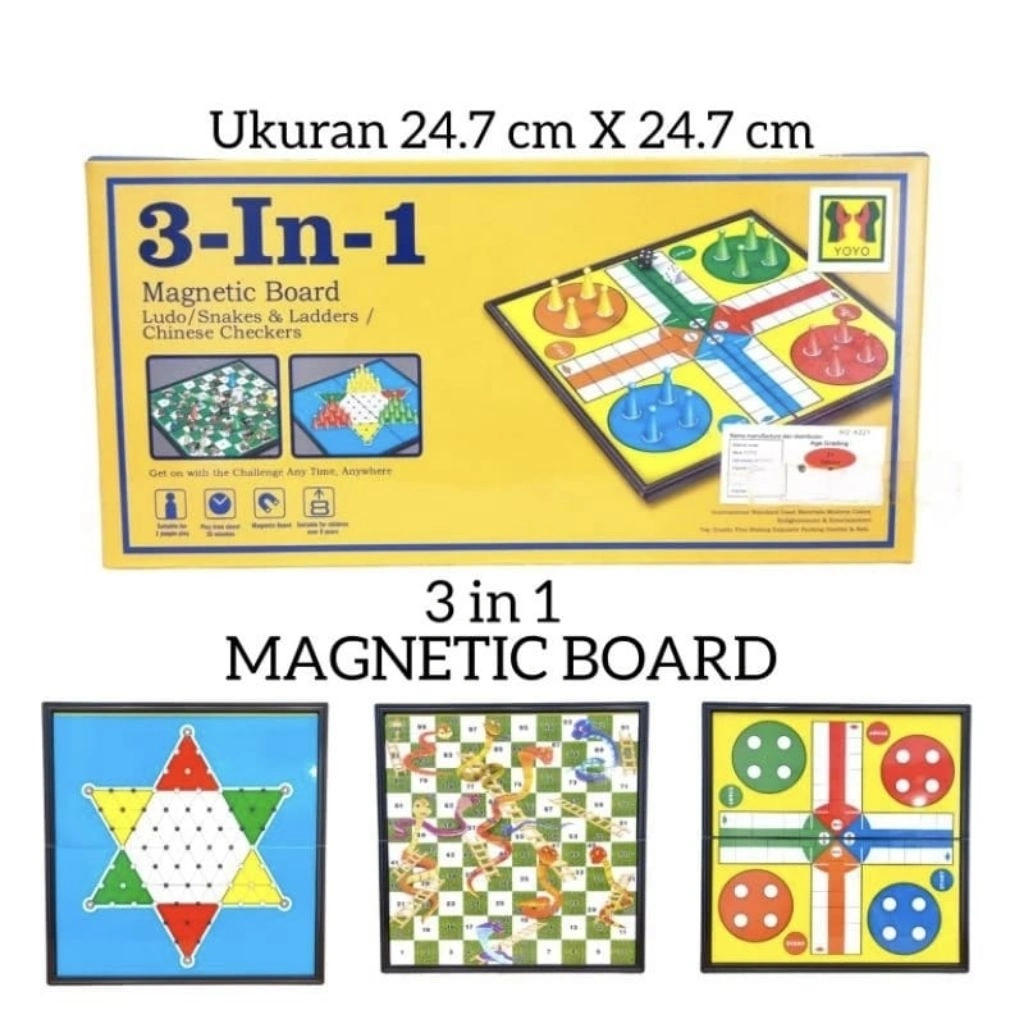 1191 mainan anak 3 in 1 magnet board game ludo halma snake ladder catur /mainan anak papan permainan 3 in 1
