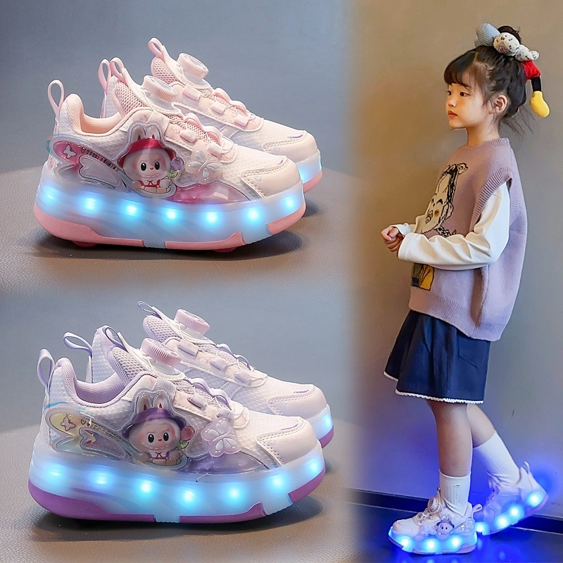 SIZE 29-40 sepatu roda anak perempuan LED nyala labubu impor SP_165