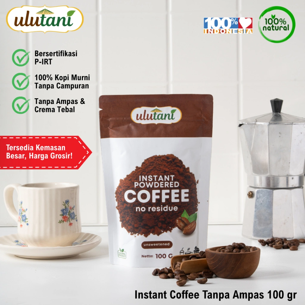 Instant Coffee Tanpa Ampas / Kopi Instan Tanpa Ampas Ulutani 100 gr