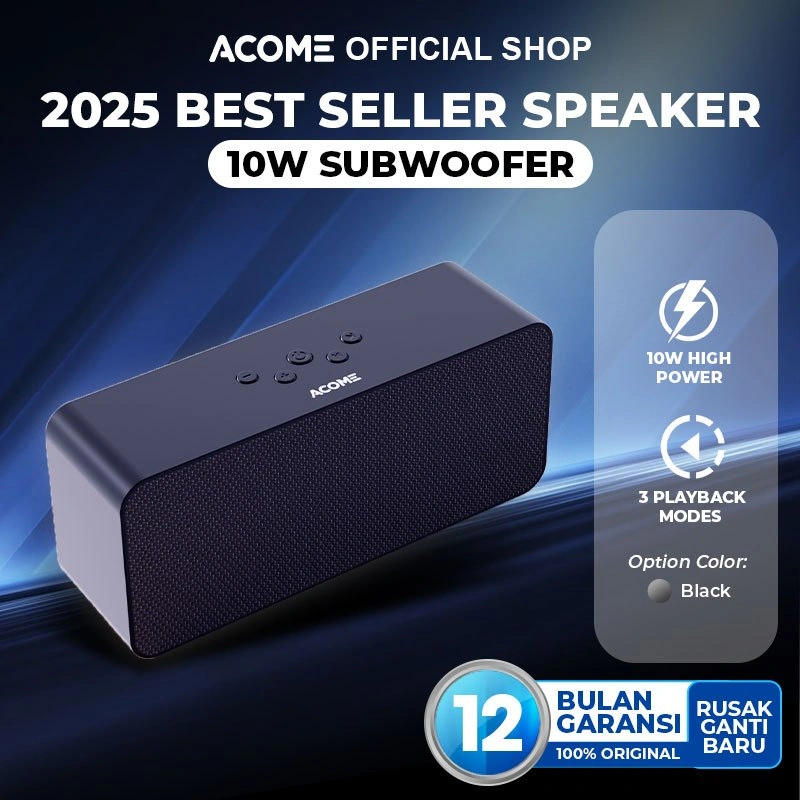 ACOME Speaker Bluetooth Super Bass High Power 5.2 10W 3 Playback Modes A16