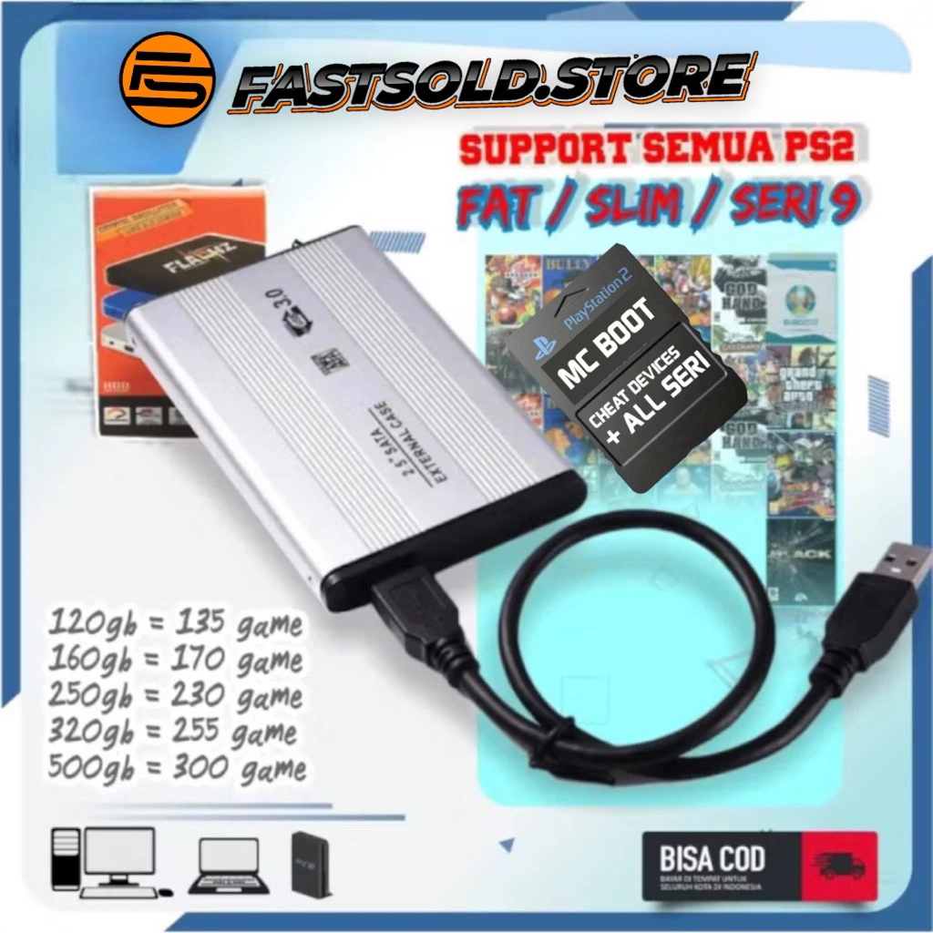 Hardisk Eksternal HDD PS2 & PS3 500GB|320GB|250GB|Support PS2 & PS3 Cepat & Stabil