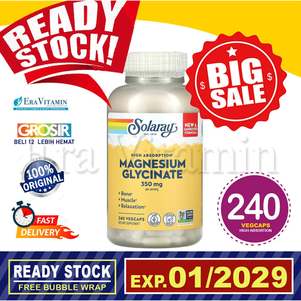 Solaray Magnesium Glycinate 350mg, 120 / 240 VegCaps