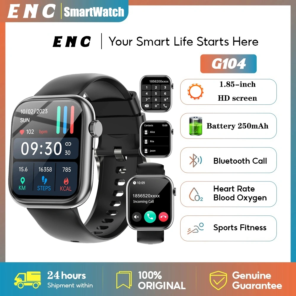 ENC Smart Watch (Answer/Make Call), 1.85 Inch Fitness Tracker,Heart Rate/Sleep Monitor/Pedometer/Calories, Multiple Sports Modes, Jam Tangan Pria Fitness Watch for Android iPhone