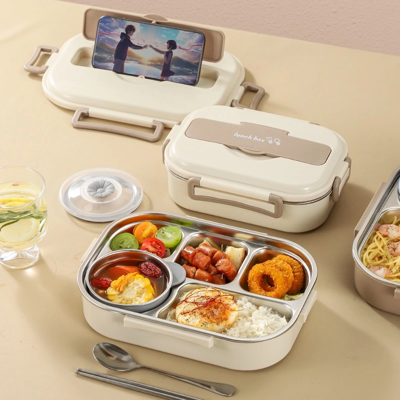 Lunch Box Kotak Makan 4 Grid / 5 Grid  SUS 304 Stainless Steel  Lunch Box Stainless Tahan Panas Dan Anti Tumpah