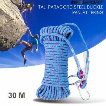 Tali Paracord Panjat Tebing Climbing Rope Steel Buckle 10mm Panjang 30M - 24KN - Blue