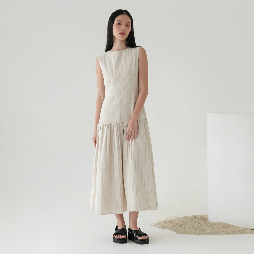 InKano Spire Dress - Sleeveless dress korea wanita katun warna coklat dan hitam black