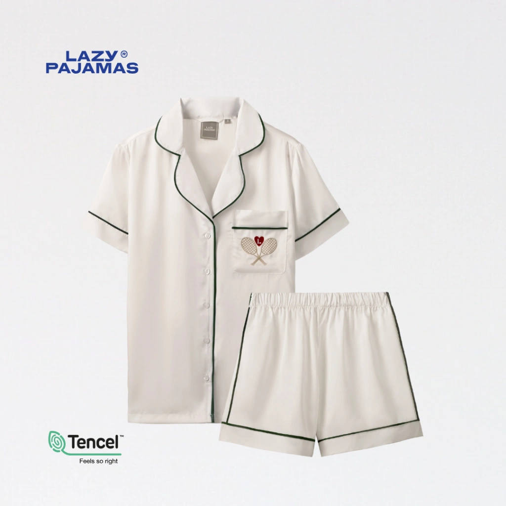 Lazy Pajamas® Tencel™ Silk Sports Series Pajamas - Reversed Tennis Court | Piyama | Baju Tidur