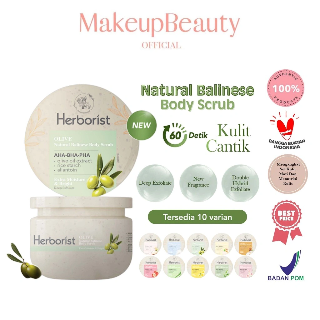 HERBORIST Natural Balinese Body Scrub AHA-BHA-PHA 100gr | 200gr - Lulur Mandi Exfoliasi